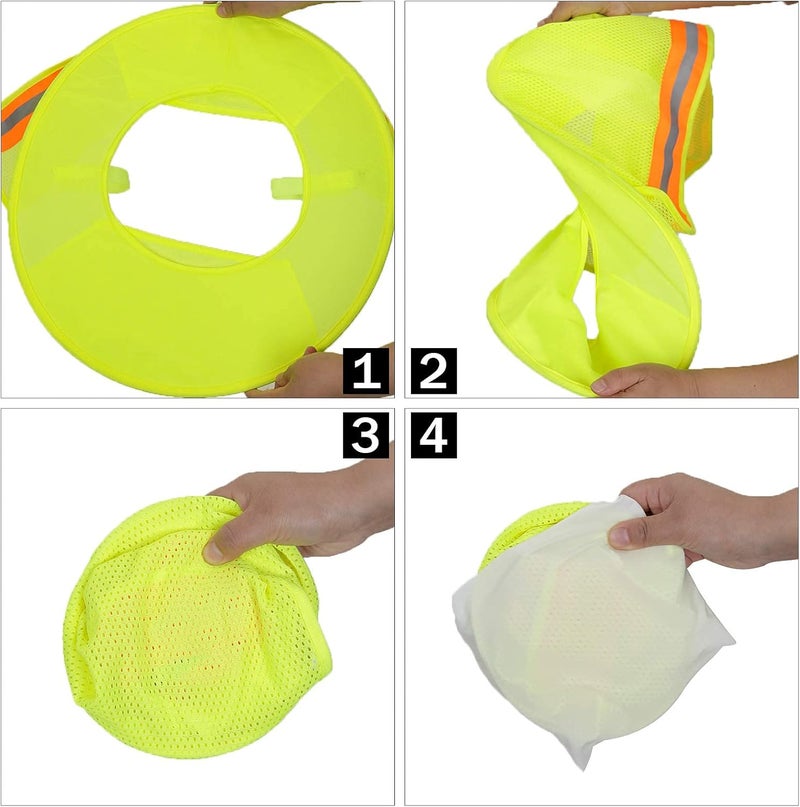 TCCFCCT Sun Shade, Full Brim Mesh Neck Sun Shield, High Visibility Visor Neck Protection and Bandana Headband Face Scarf, Hard Hat Accessories, 2 Packs, Yellow - Image 4